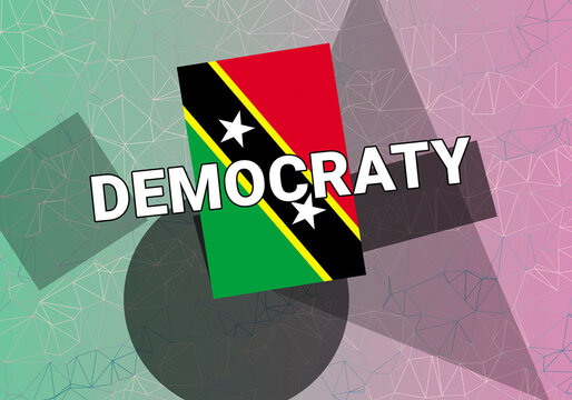Saint Kitts and Nevis democracy.  Buster  Saint Kitts and Nevis policy concept. flag on colorful