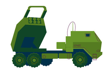American multiple launch rocket system on a wheeled chassis. Element for infographics