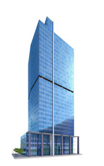Obraz premium Realistic skyscraper building isolated on white background. 3d illustration