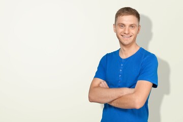 portrait of a man. A man's scheerful facial expression.