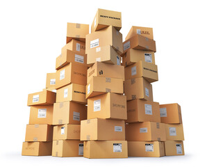 Mail Cardboard boxes on a white background. 3d illustration