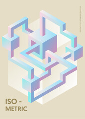 Isometric geometric shape abstract background modern art style