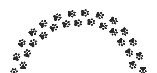 Paw prints of animal walking vector icon. Cat or dog paw pet foot trail print illustration.