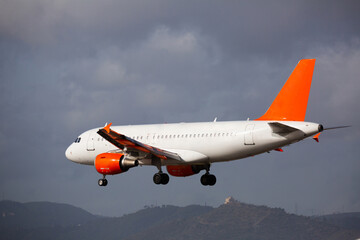 Obraz premium Landing passenger plane at the airport