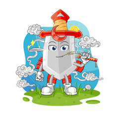 sword samurai cartoon. cartoon mascot vector