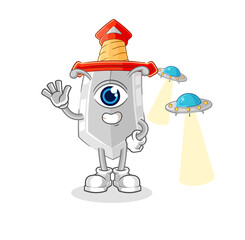 sword alien cartoon mascot vector