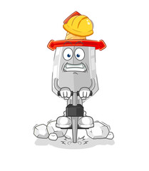 sword drill the ground cartoon character vector
