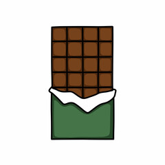 chocolate bar doodle icon, vector color line illustration