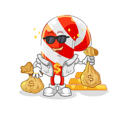 candy cane rich character. cartoon mascot vector