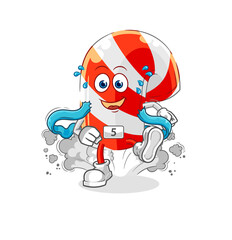 candy cane runner character. cartoon mascot vector