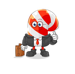 candy cane office worker mascot. cartoon vector