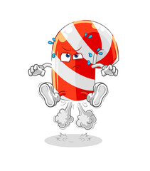 candy cane fart jumping illustration. character vector