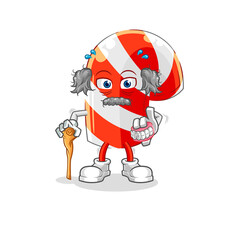 candy cane white haired old man. character vector