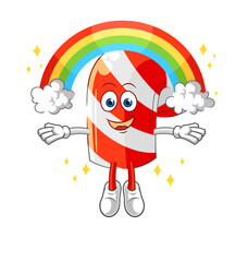 candy cane with a rainbow. cartoon vector