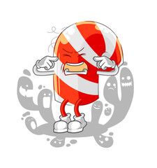 depressed candy cane character. cartoon vector