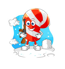 candy cane soldier in winter. character mascot vector