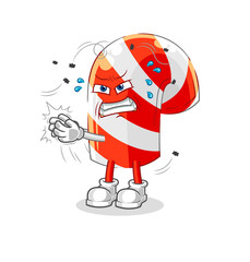 candy cane swat fly character. cartoon mascot vector