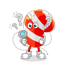 candy cane searching illustration. character vector