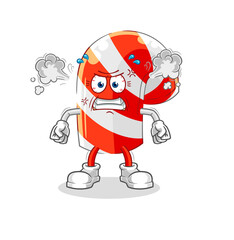 Obraz premium candy cane very angry mascot. cartoon vector