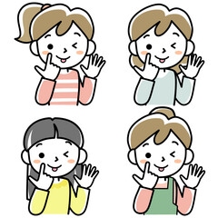 アカンベーをする若い女性の上半身