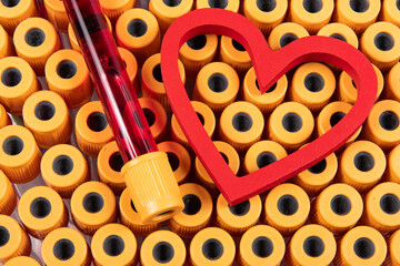 heart shape over blood collection tubes