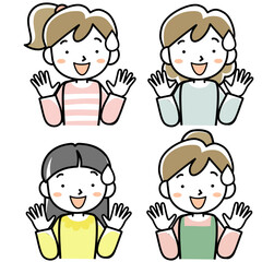 目が点になる若い女性の上半身セット