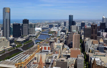 Fototapeta na wymiar MELBOURNE aerial view of the city-Southbank and the Yarra RiverAustralia