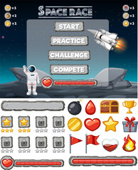 Space game background template and elements