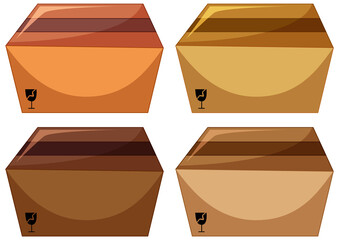 Set of corrugated box on white background