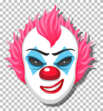 Scary clown head on grid background