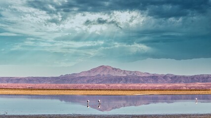 Obraz premium reflection lake and mountains landscape