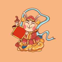 hand drawn cartoon chinese year of the rabbit new year illustration