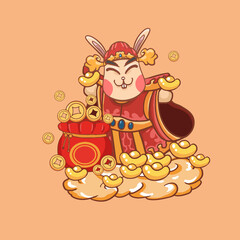 hand drawn cartoon chinese year of the rabbit new year illustration