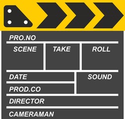 Vector drawing of an closed clapperboard. Subject for the film industry. Production, filming, movies
