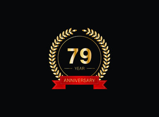 79th anniversary celebration with gold glitter color and white background. Vector design for celebrations, invitation cards and greeting cards. eps 10.