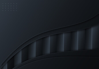 Obraz premium Abstract Black Overlap Layers Techno Background with Copy Space for Text