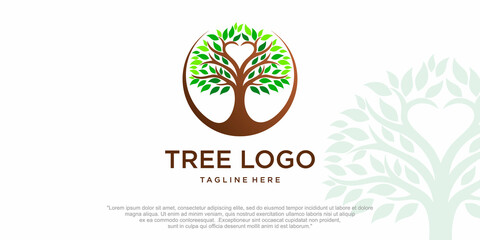 Obraz premium love tree logo concept. Abstract, balance and life design template. Vector illustration