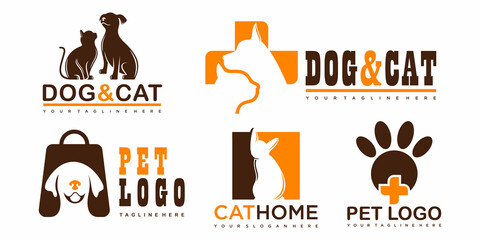 Pet style icon set logo design set for pet shop, hotel, veterinarian .