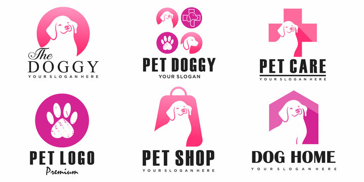 Dog logo and icon set design vector for clinic ,veterinarian, pet shop and pet house.