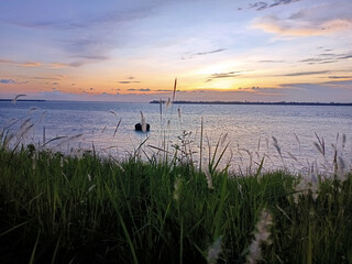 sunset over the river