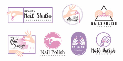 Obraz premium set of Vector logo design for manicure and nail salon