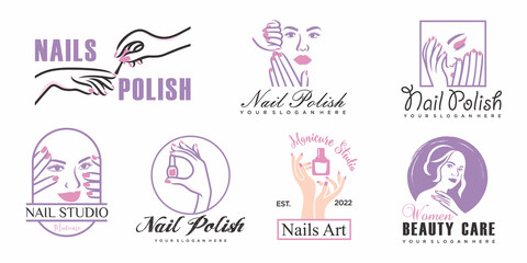 Nail Logo, Logo collection set, Concept design, Symbol, Icon