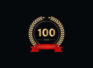 100th anniversary celebration with gold glitter color and white background. Vector design for celebrations, invitation cards and greeting cards. eps 10.