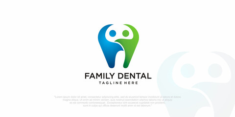 design logo vector illustration of dentistry, dental clinic, family dental health care,healthy tooth