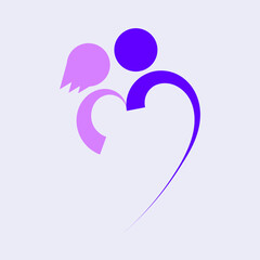 Symbol of love in the form of male and female shadows that form an image of a heart or love. vector format