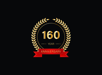 160th anniversary celebration with gold glitter color and white background. Vector design for celebrations, invitation cards and greeting cards. eps 10.