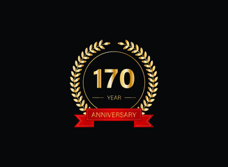 170th anniversary celebration with gold glitter color and white background. Vector design for celebrations, invitation cards and greeting cards. eps 10.