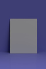 blank paper on a purple background. 3D Render. mock up design template