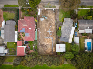 Aerial photo of vacant residential land under development in Australia - 516488792