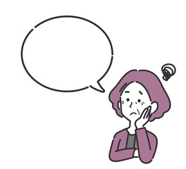 悩んでいる様子のシニア女性